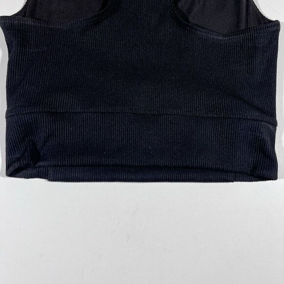 The North Face Ruby Hill Rib Knit Black Cropped Tank Top Shirt Women's Medium - Picture 7 of 8